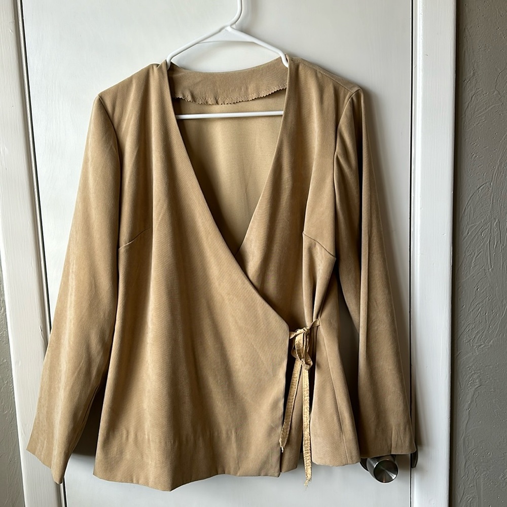 Faux Suede Wrap Blazer. Handmade.